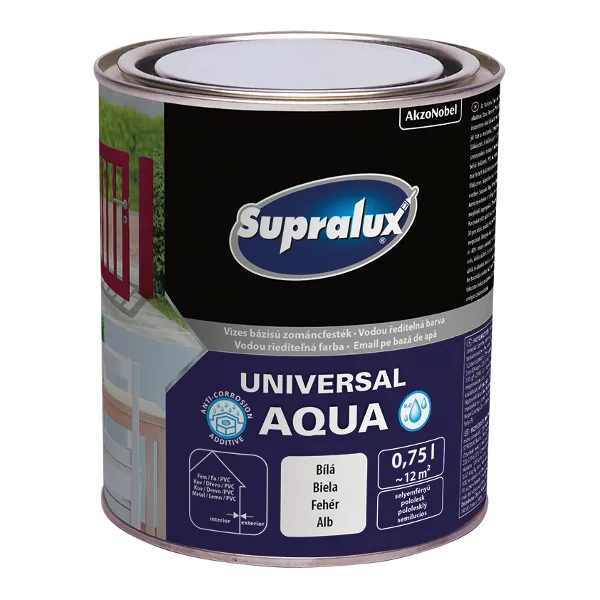 SUPRALUX UNIVERSAL AQUA, SILK-GLOSS ENAMEL PAINT 0.75L