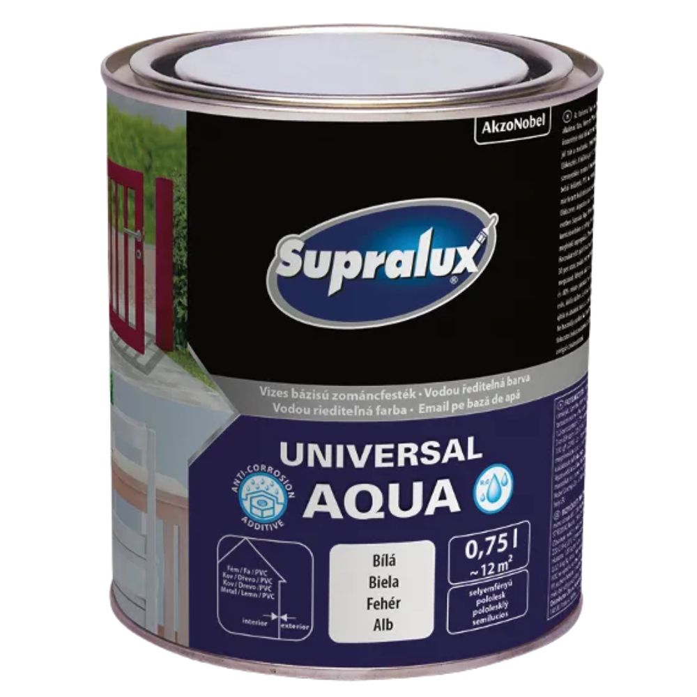 SUPRALUX UNIVERSAL AQUA, SILK-GLOSS ENAMEL PAINT 0.75L