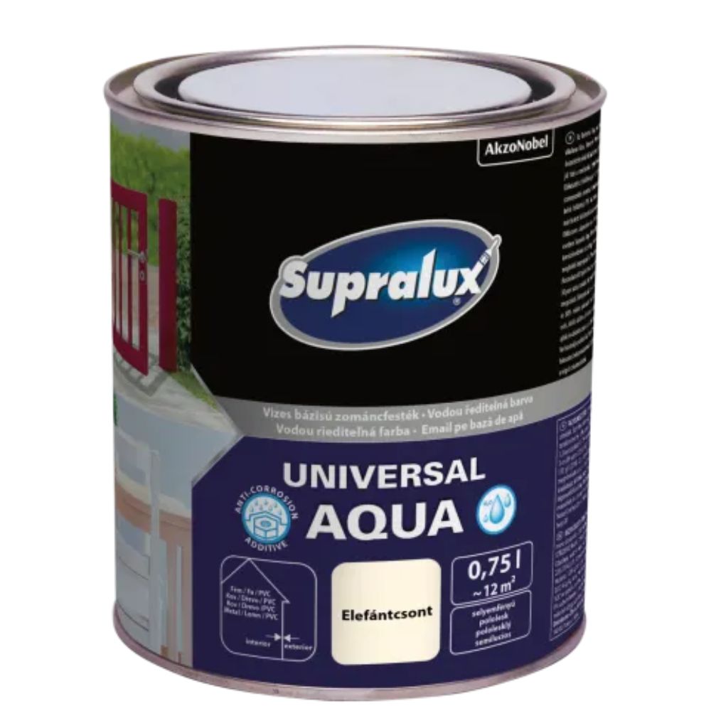 SUPRALUX UNIVERSAL AQUA, SILK-GLOSS ENAMEL PAINT 0.75L
