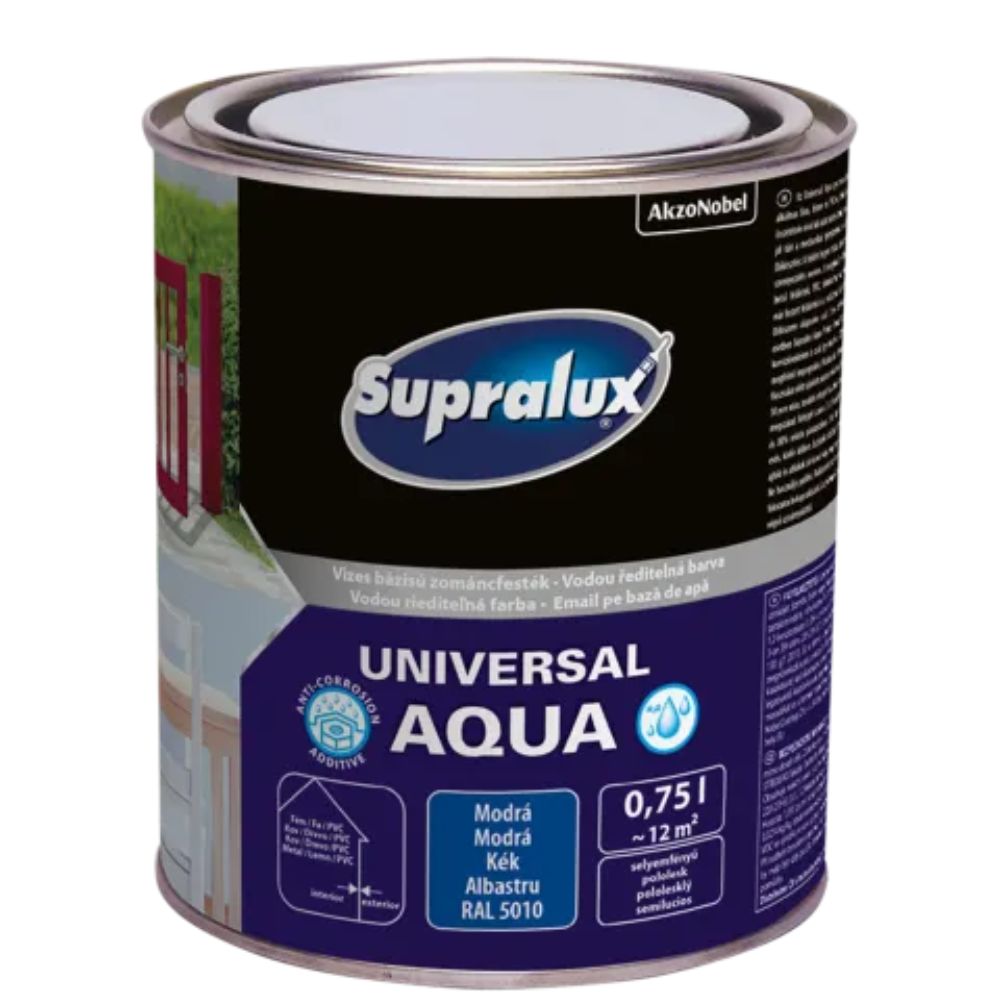 SUPRALUX UNIVERSAL AQUA, SILK-GLOSS ENAMEL PAINT 0.75L