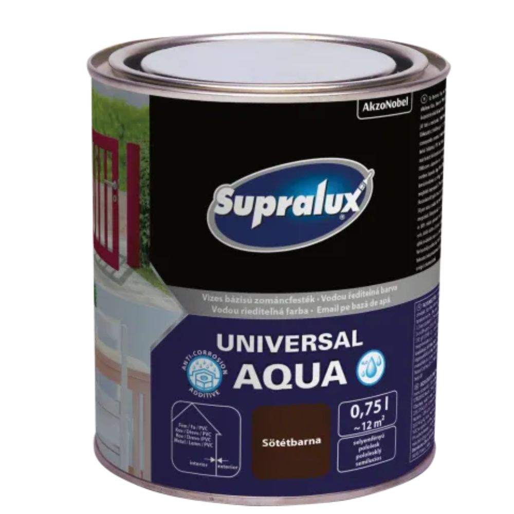 SUPRALUX UNIVERSAL AQUA, SILK-GLOSS ENAMEL PAINT 0.75L